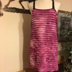 Leshop berry pink layered tunic top stretch NWT L
